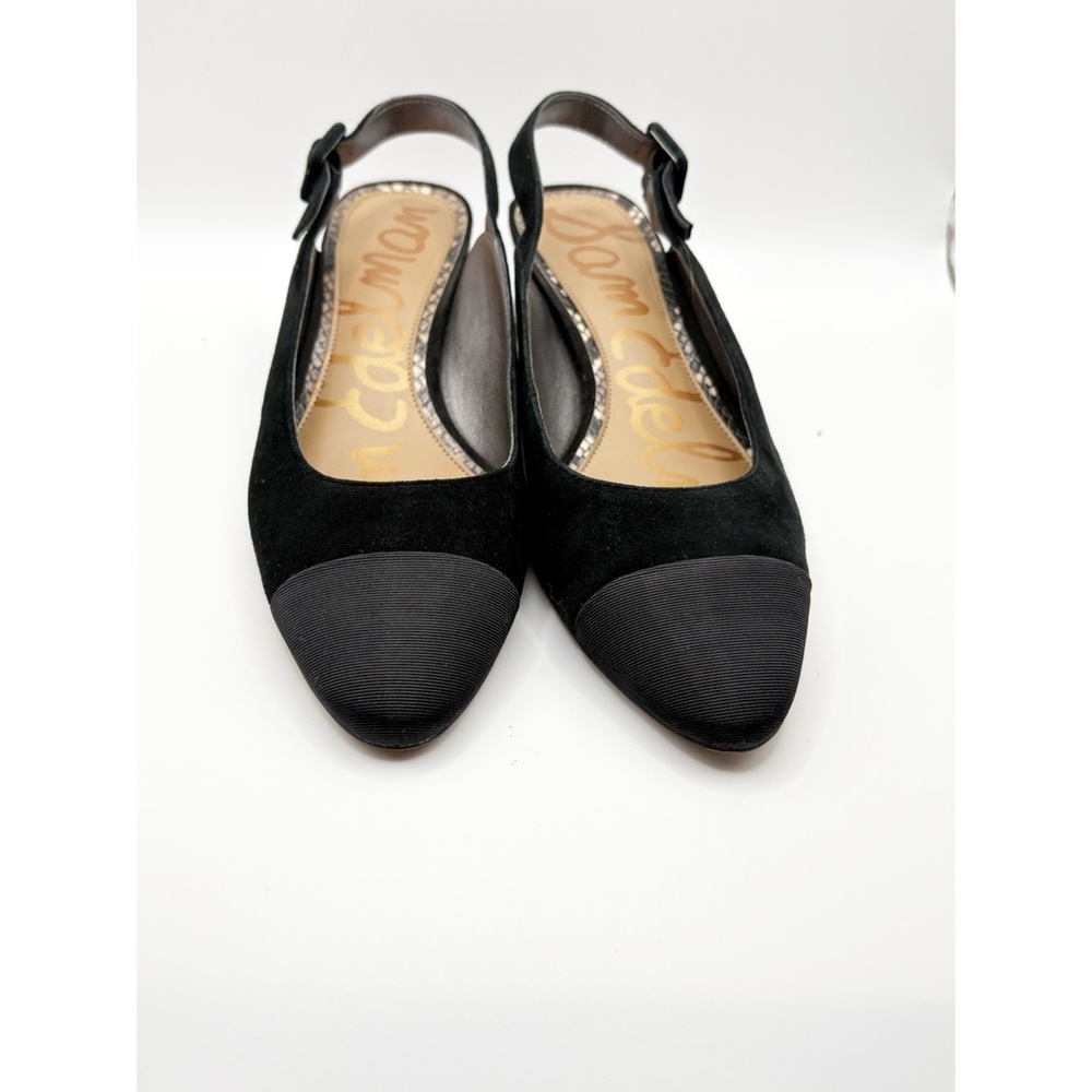 Sam Edelman Slingback Black Suede Marble Heels - Picture 4 of 6